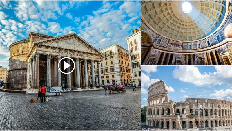 Buildings bearing the impression of Roman architecture.