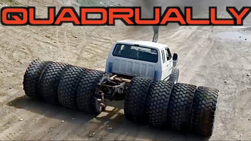 Ford F-250 Quadrually on 54-Inch Tires Getting a Forced Carolina Squat Is Redneck Engineering 101