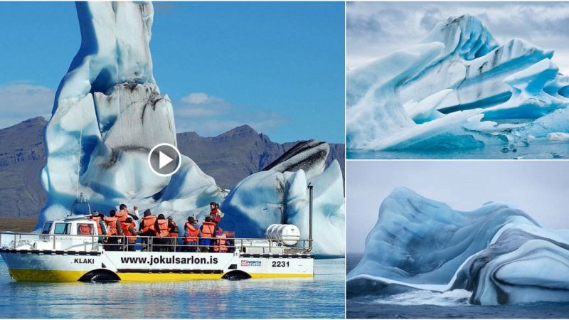 Antarctica’s magnificent striped icebergs resemble nature’s candy.