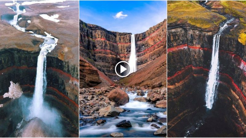 The stunning Hengifoss waterfall is Iceland’s biggest, reaching a height of 128 meters.