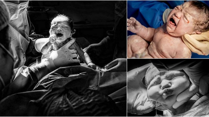 Special birth photographs: The Faces of Babies When They Are Born.