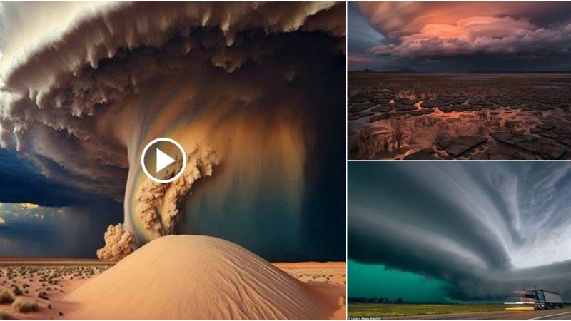 The once in a thousand year sight! A storm passing through the stunning cloud-covered desert.