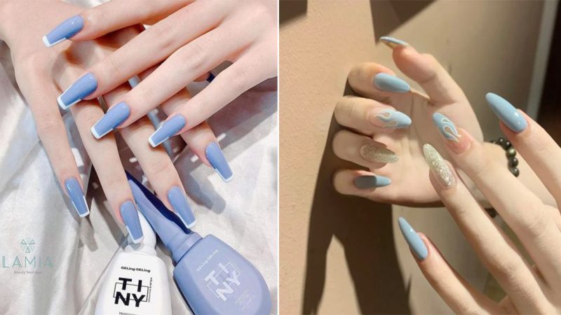 “40 inspirational sky blue nail ideas”