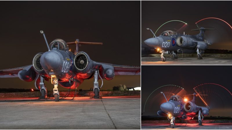 Capturing the Blackburn Buccaneer Strike Aircraft in Stunning Night Scenes