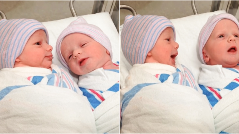 Harmony Unveiled: Newborn Twins Share Heartwarming Connection Only 1 Hour After Birth