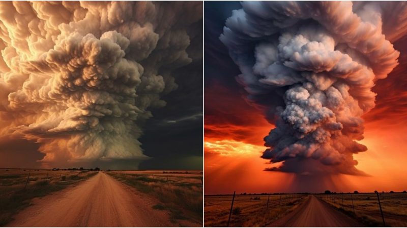 Witnessing a Once-in-a-Thousand-Year Storm Sweeping Across the Enchanting Cloud-Blanketed Desert Landscape